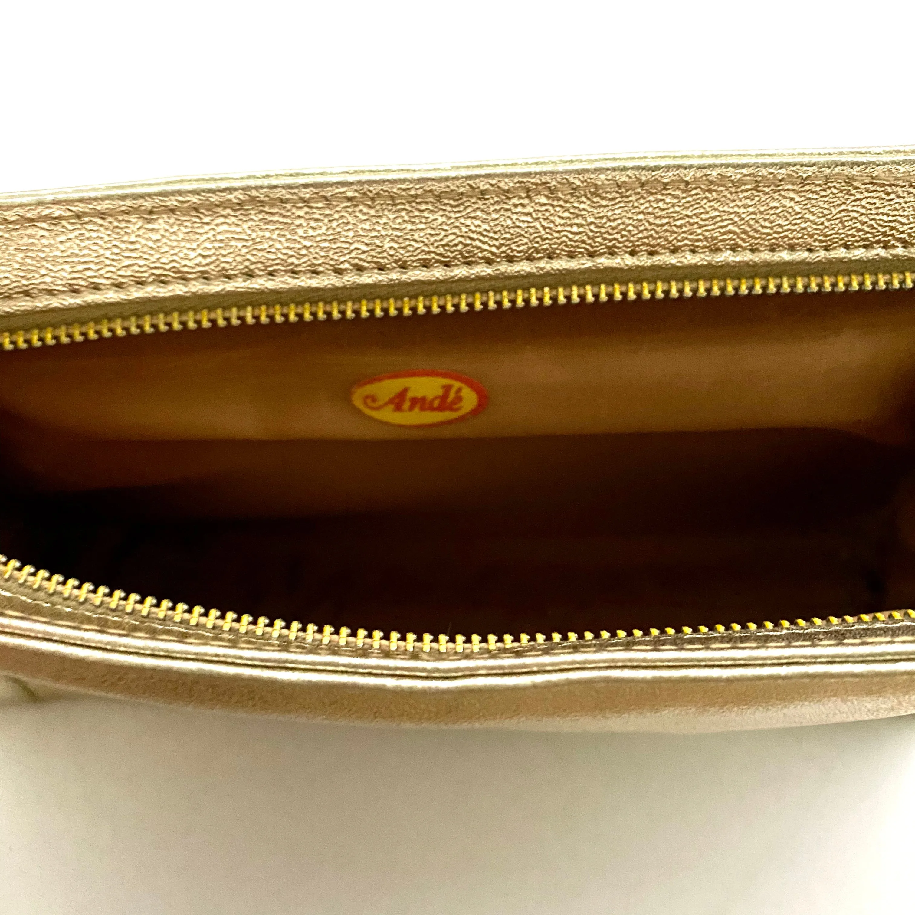 1960s Andé Metallic Pale Gold Wristlet Clutch