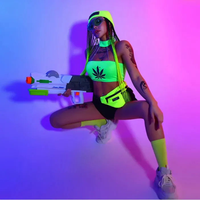 420 Friendly Fluorescent Green Rave Outfit