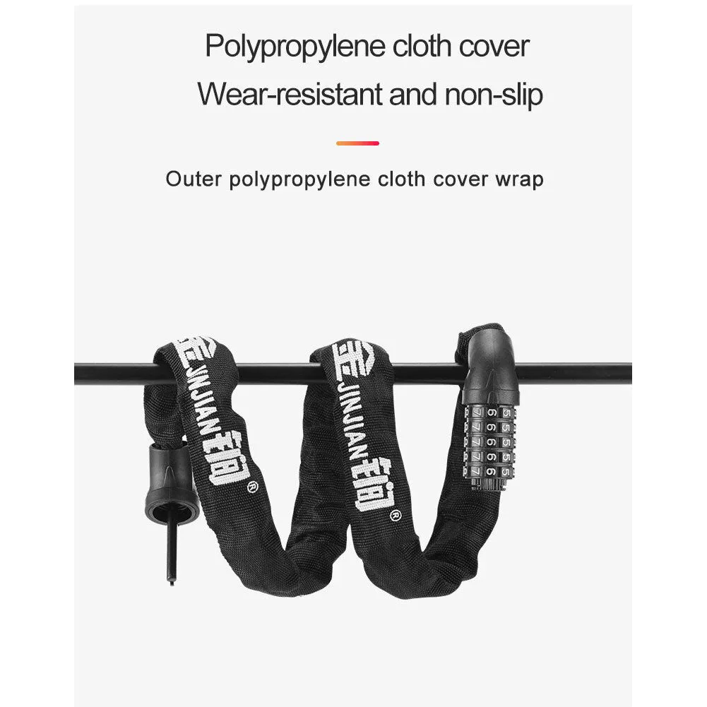 5 Digit Combination Anti Theft Bicycle Chain Lock-Black