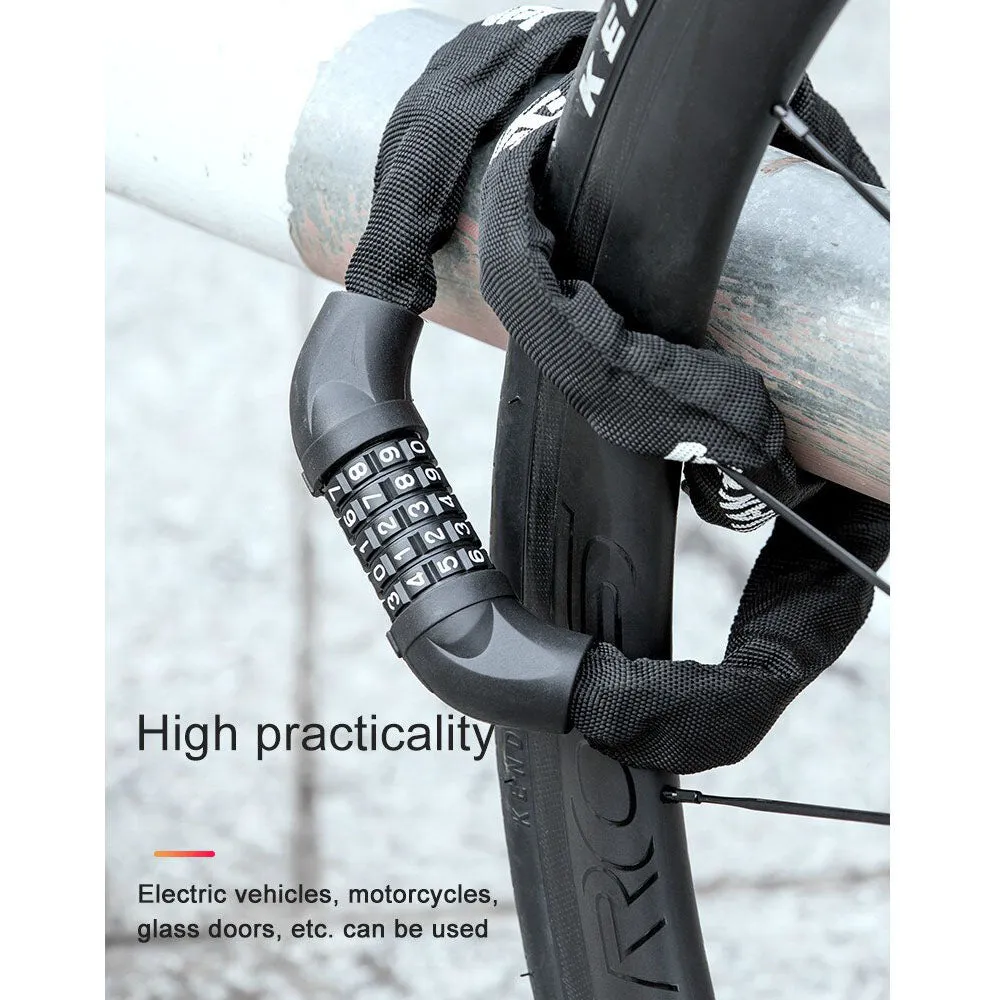 5 Digit Combination Anti Theft Bicycle Chain Lock-Black