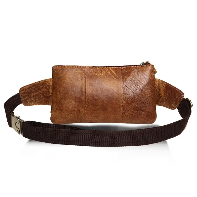 8135 Men Outdoor Sports Multifunctional Cowhide Leather Waist Bag(Dark Coffee Oil)