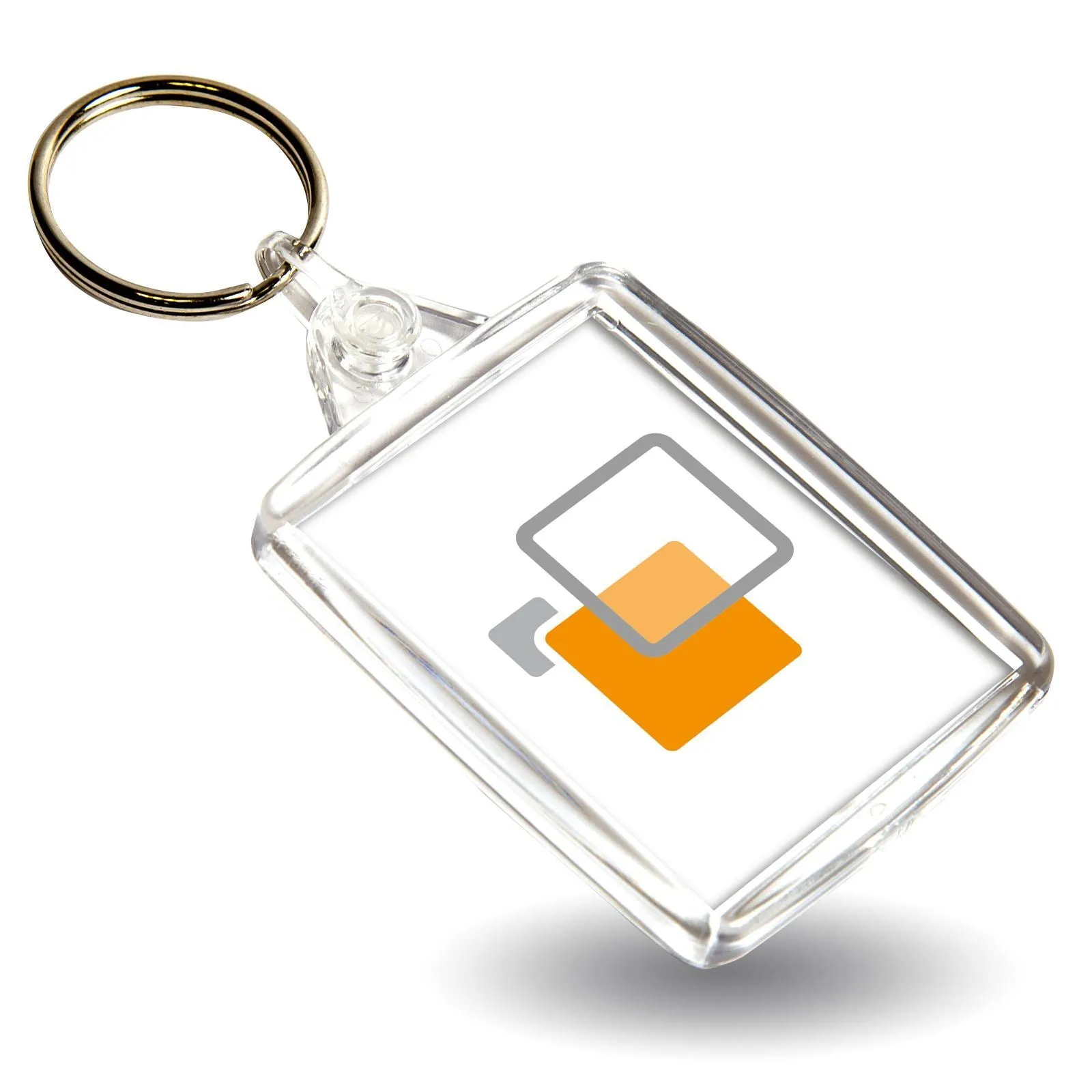 A502 Rectangular Blank Plastic Photo Insert Keyring with Coloured Connector - 45 x 35mm - Pack of 50