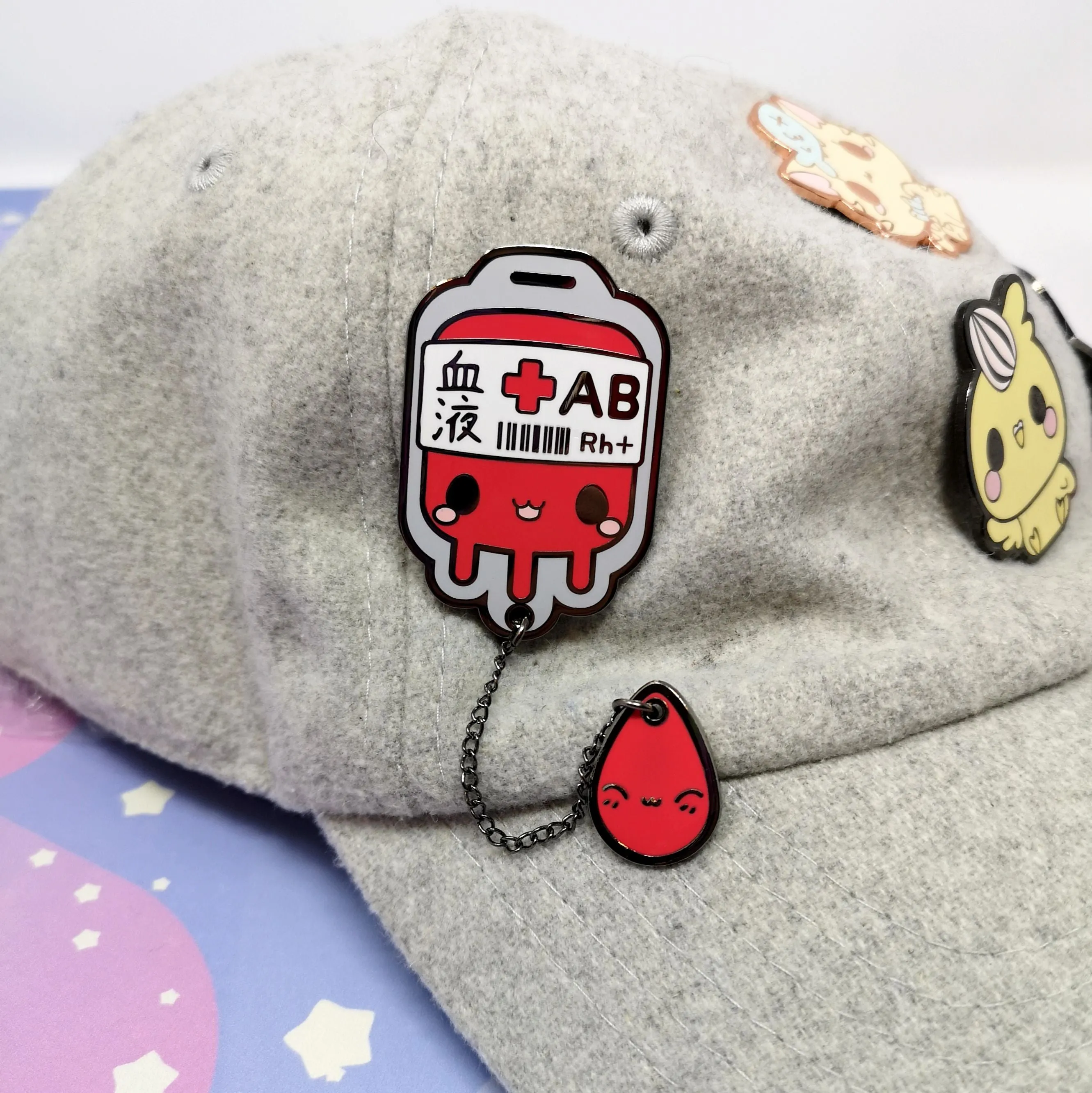 AB  Positive Blood Bag-- Hard Enamel Collar Pin -- Kawaii Medical Pins Series