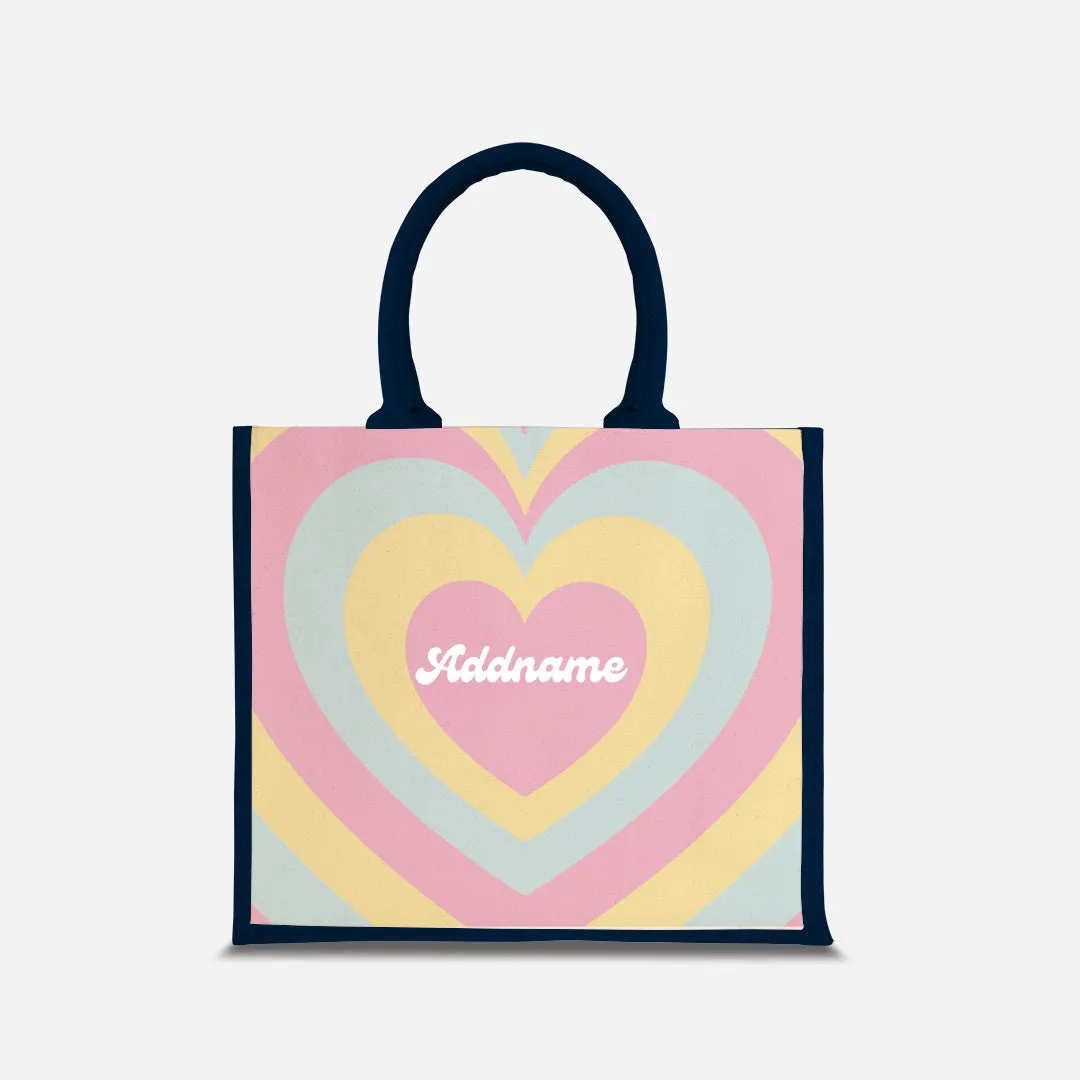 Affection Series Half Lining Jute Bag - Bubblegum Navy