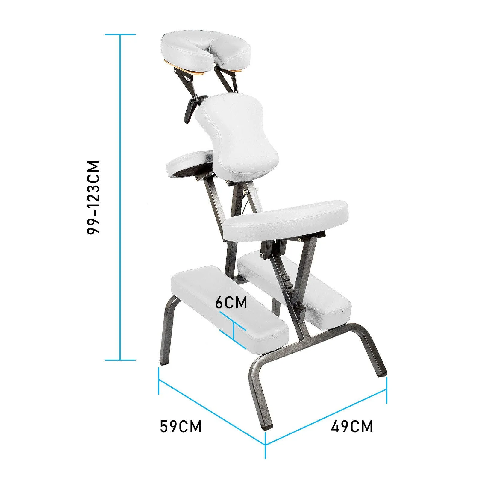 Aluminium portable chair for massage, medical fetish or BDSM - WHITE