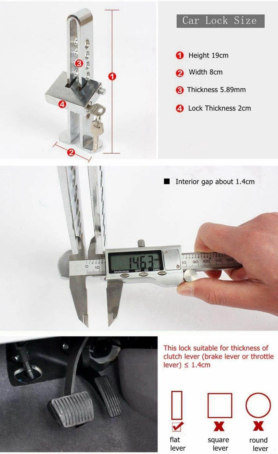 Anti Theft Brake Car Security Pedal Lock