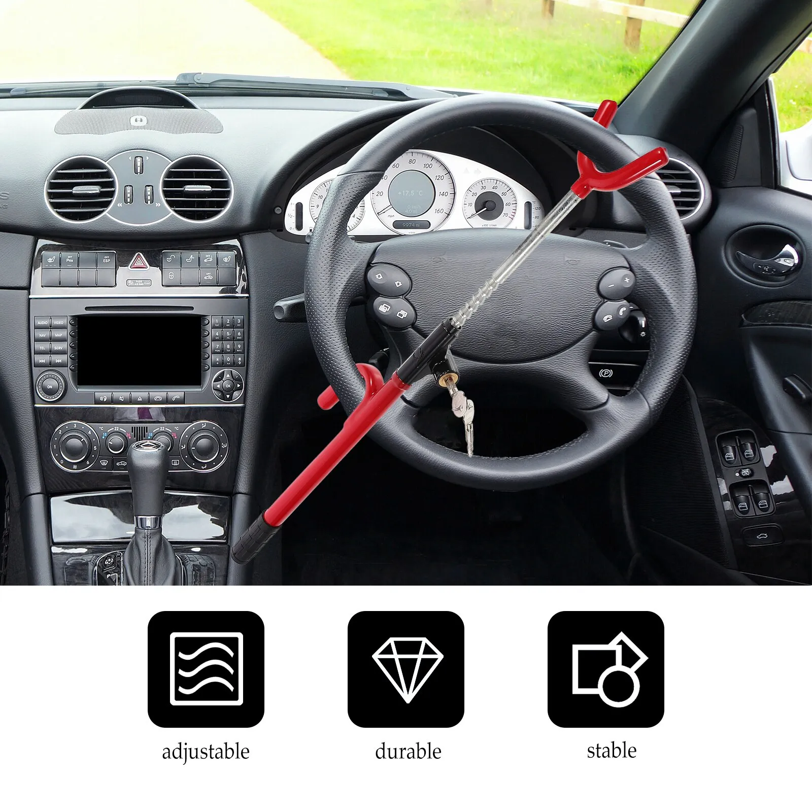 Anti-Theft Car Steering Wheel Retractable Safety Lock