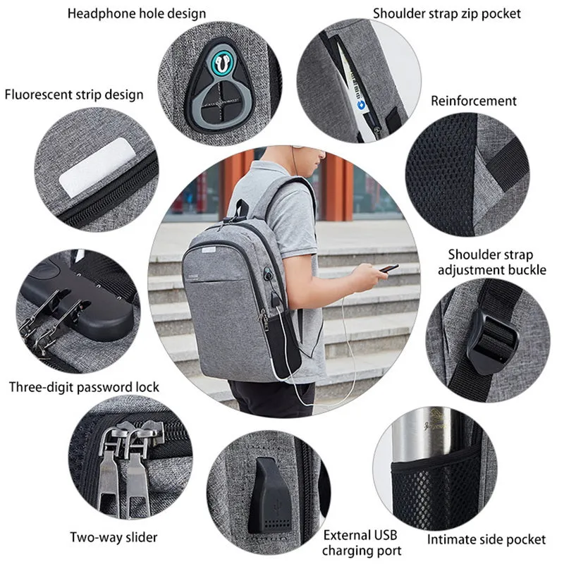 Anti-Theft Laptop Backpack With USB Charging Port and Lock