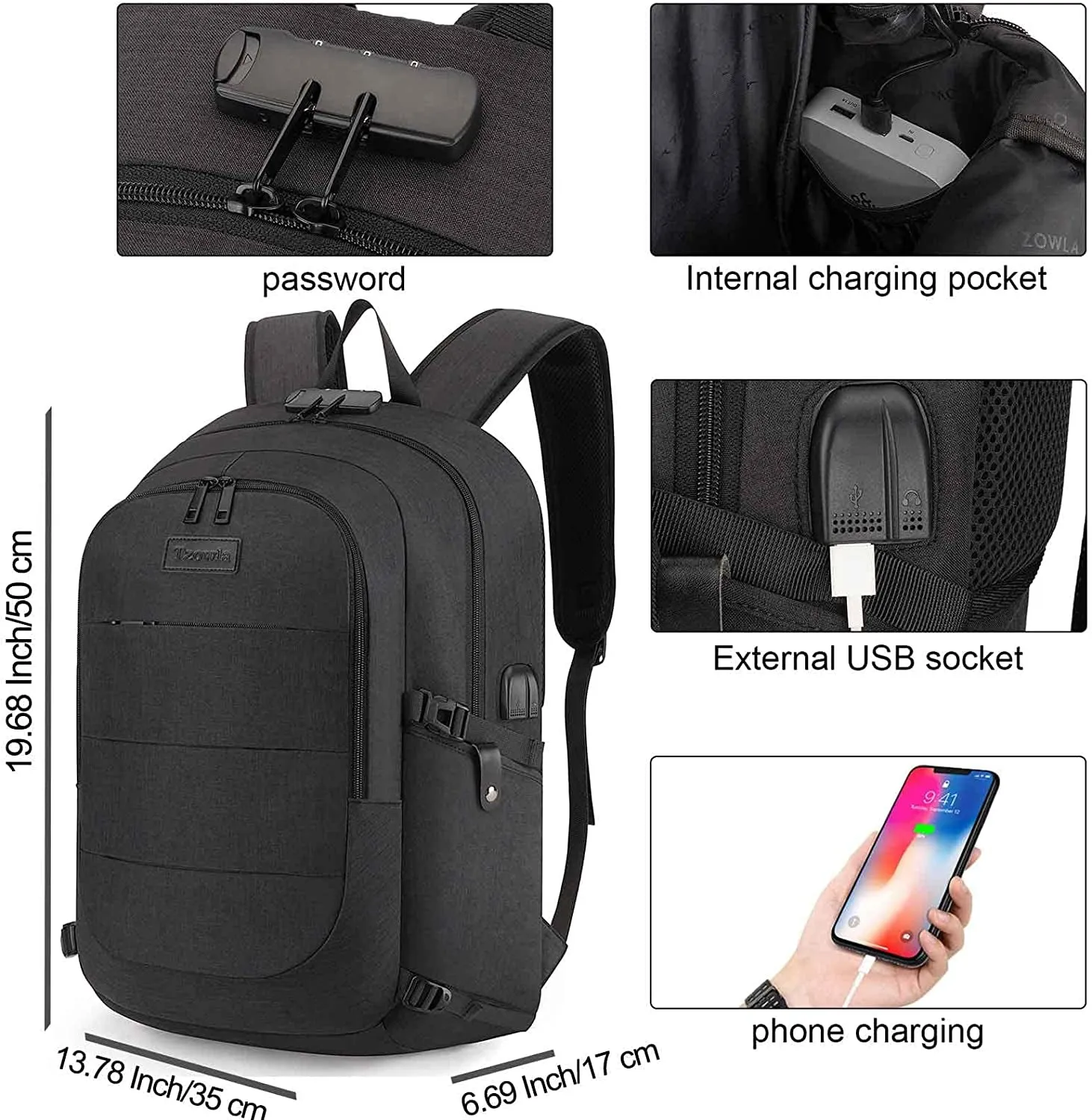 Anti-Theft, Water-Resistant, Modern Laptop Backpack: Adventure-Ready | Built-in USB Charging Port