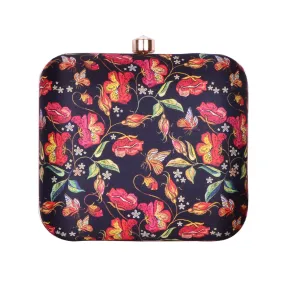 Artklim Women's Floral Clutch Bag with Detachable Sling (Black)