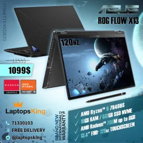 Asus Rog Flow X13 GV302XA-X13.R9512 Ryzen 9 7940hs Radeon 780m 120hz 13.4" Fhd  Touch 2in1 Laptop (Brand New)