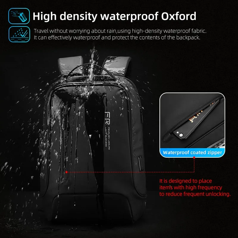 Backpack with Anti-theft Back Pocket Waterproof 15.6 Inch Black for Men USB Charging Business Travel Backpack