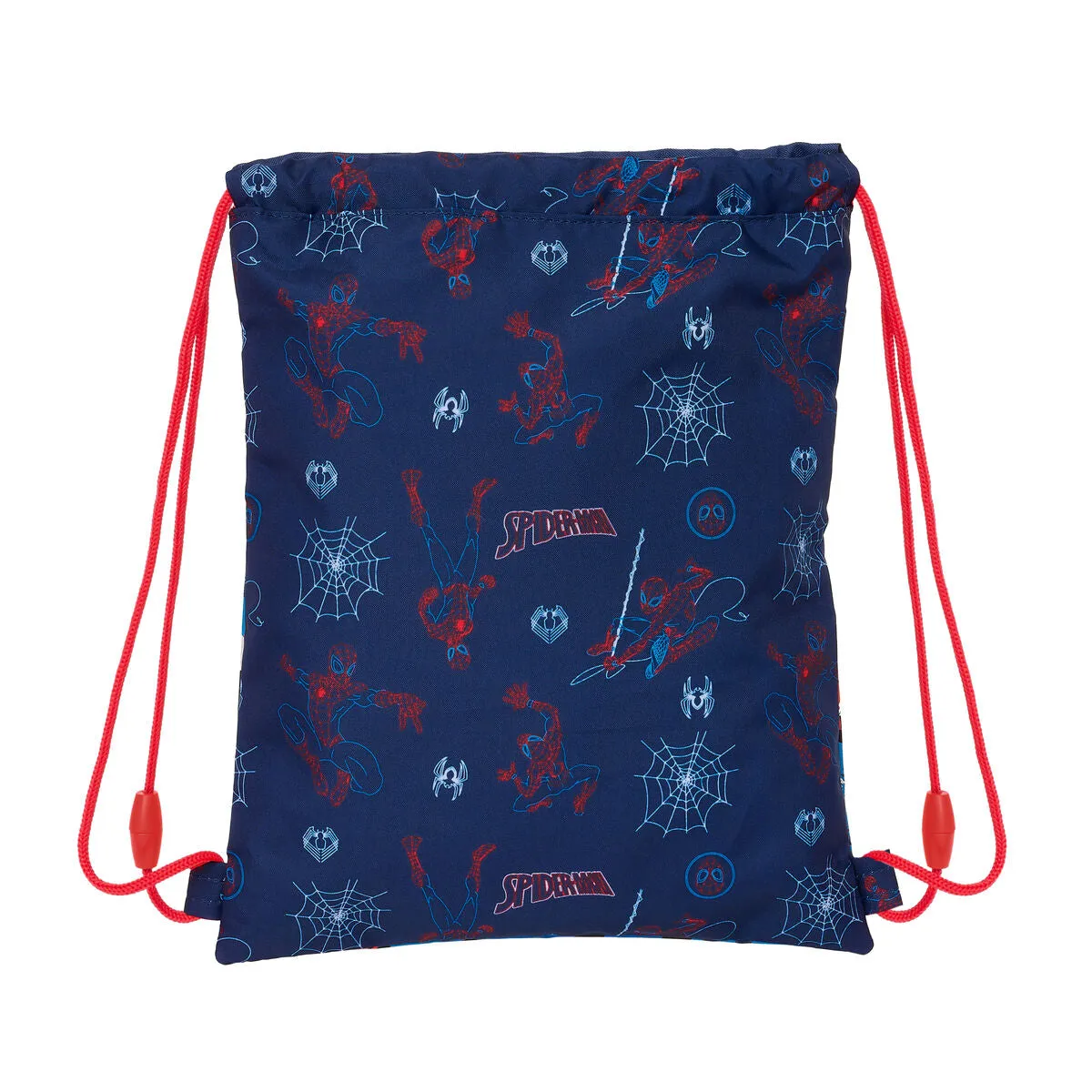 Backpack with Strings Spider-Man Neon Navy Blue 26 x 34 x 1 cm