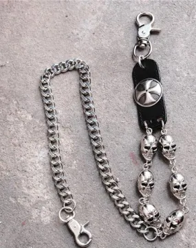 Badass Hip Hop Mens Skull Cross Wallet Chain Silver Pants Chain Biker Chain For Men