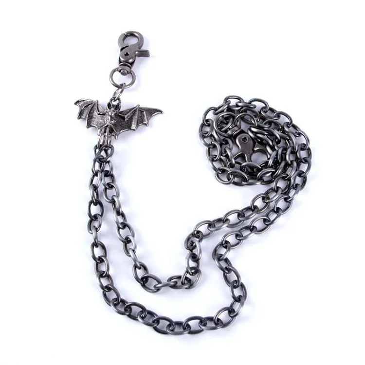 Badass Men's Silver Bat Double Pants Chain Punk Wallet Chain For Men