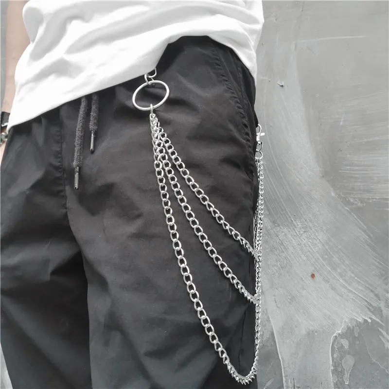 Badass Punk Mens Long Three Layer jeans chain jean chain Pants Chain Wallet Chain For Men