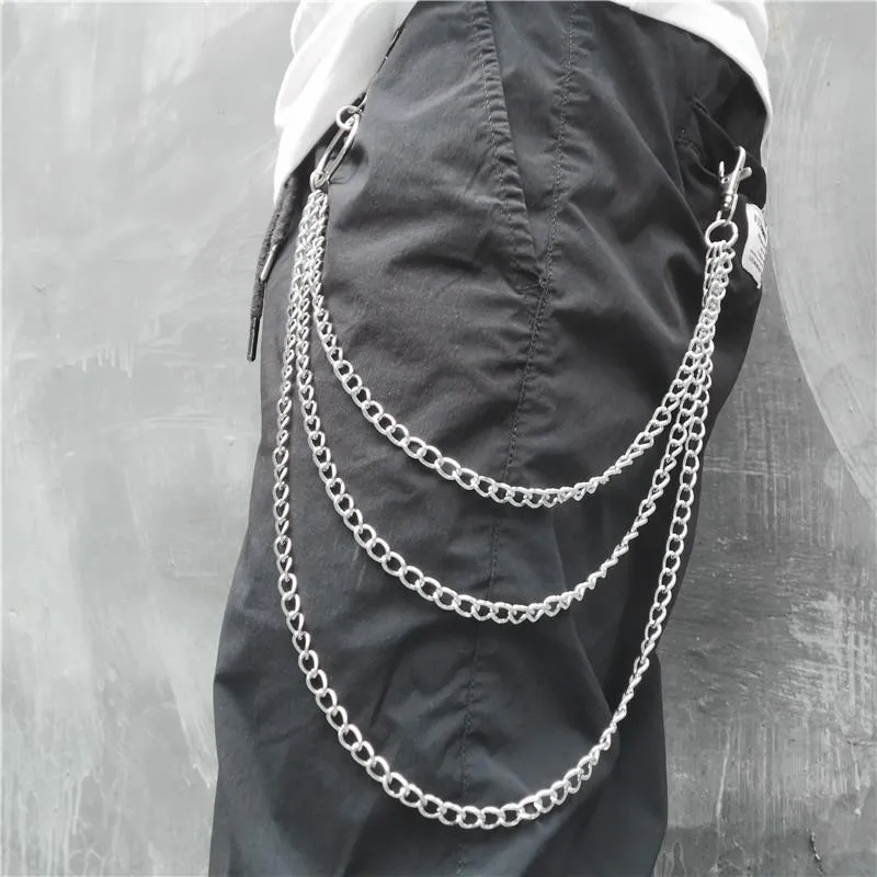 Badass Punk Mens Long Three Layer jeans chain jean chain Pants Chain Wallet Chain For Men