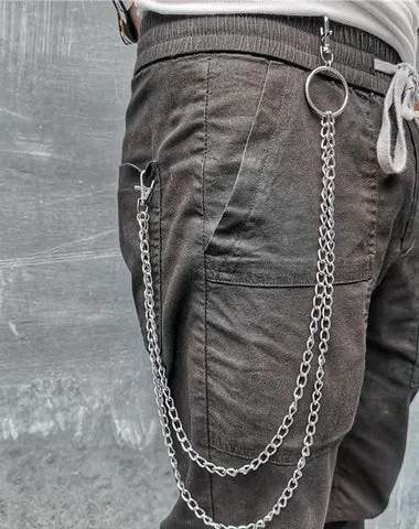 Badass Stainless Steel Mens Double Layer Pants Chain Long Wallet Chain For Men