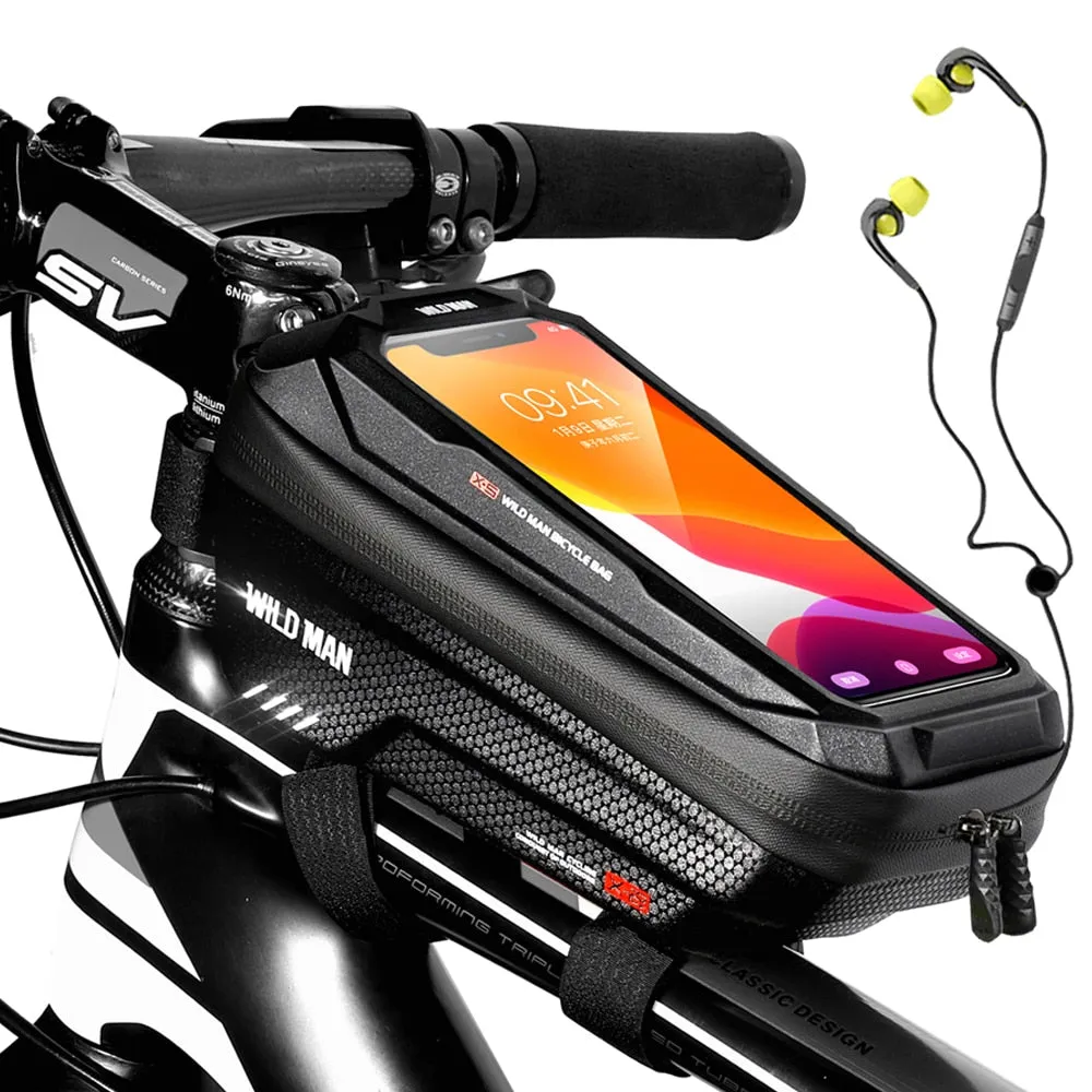 Bike Bag Frame Front Top Tube Cycling Bag Waterproof 6.6in Phone Case Touchscreen Bag MTB Pack Bicycle Accessories