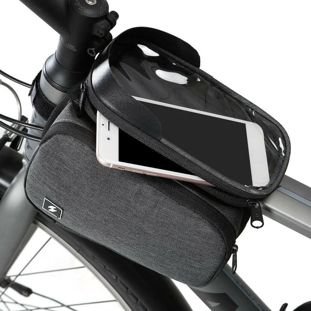 Bike Top Tube Bag Cycling Front Frame Bag Bike Bicycle Touchscreen 6 INCH Phone Pouch