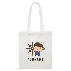 Birthday Sailor Boy Ship With Wheel Addname White Canvas Bag