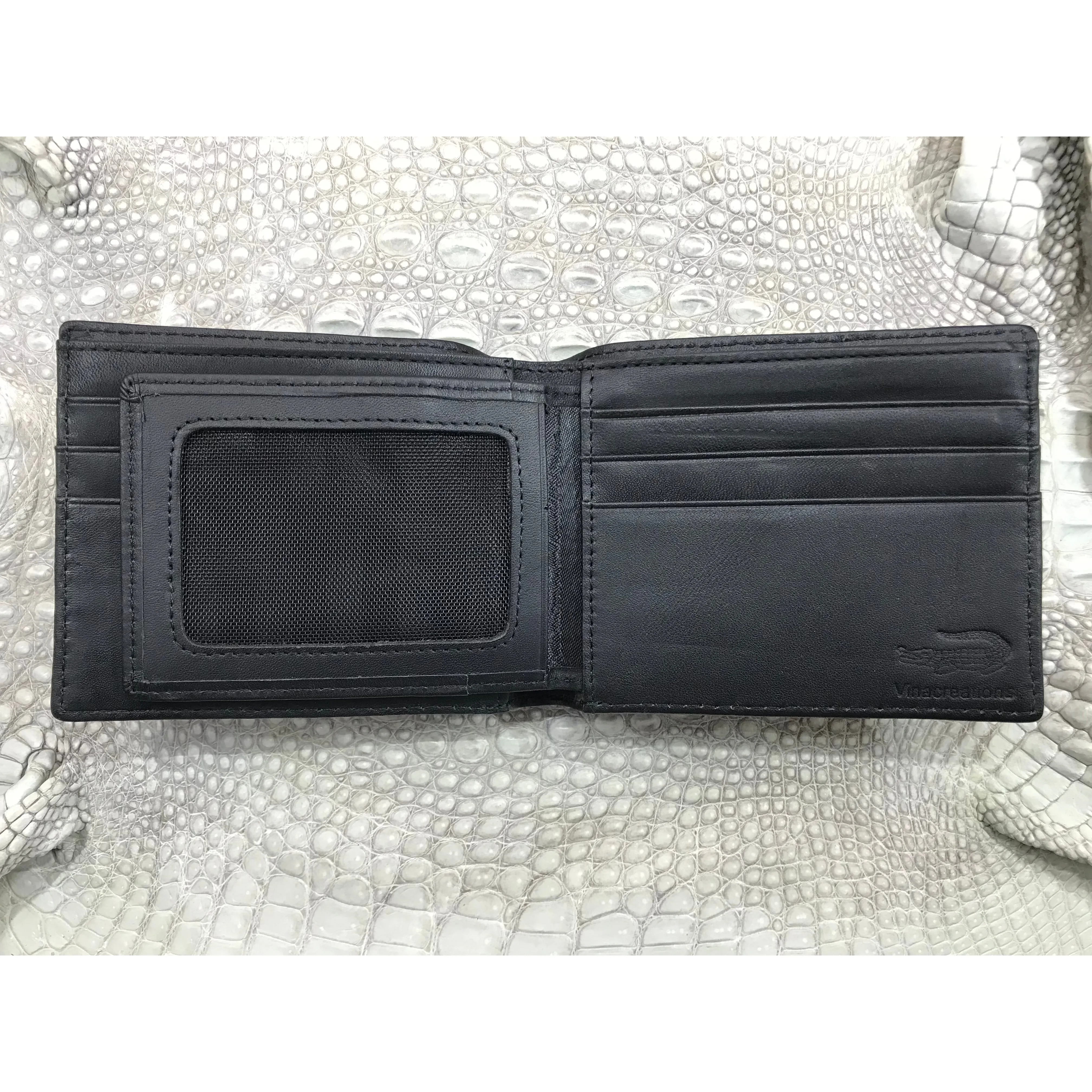 Black Alligator Horn Back Skin Bifold Wallet For Men | Handmade Crocodile Leather Wallet RFID Blocking | VL5655