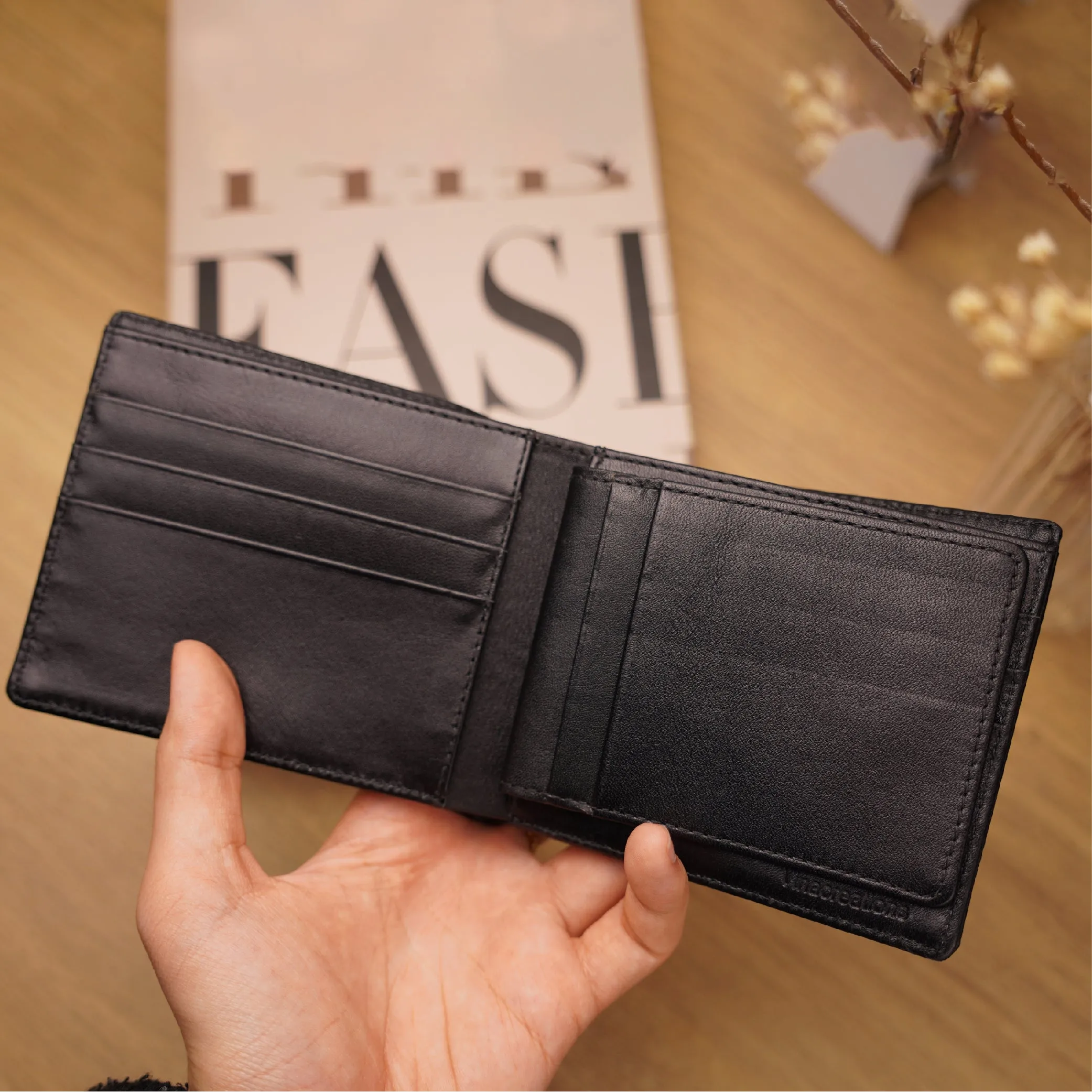 Black Alligator Leather Bifold Wallet For Men RFID Blocking | VINAM-08