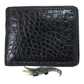 Black Alligator Skin Bifold Wallet For Men | Handmade Crocodile Leather Wallet RFID Blocking | VL5662