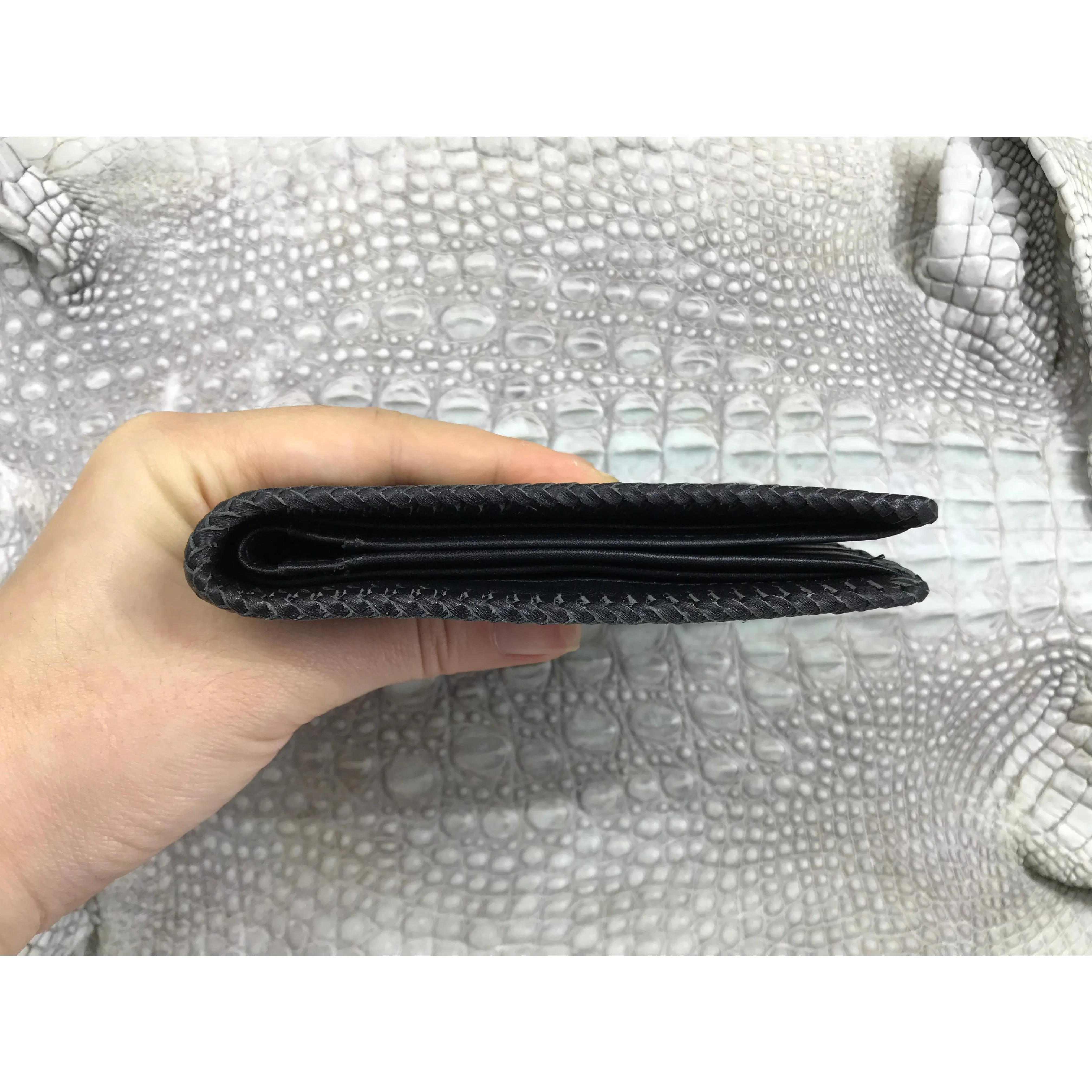 Black Alligator Skin Bifold Wallet For Men | Handmade Crocodile Leather Wallet RFID Blocking | VL5662