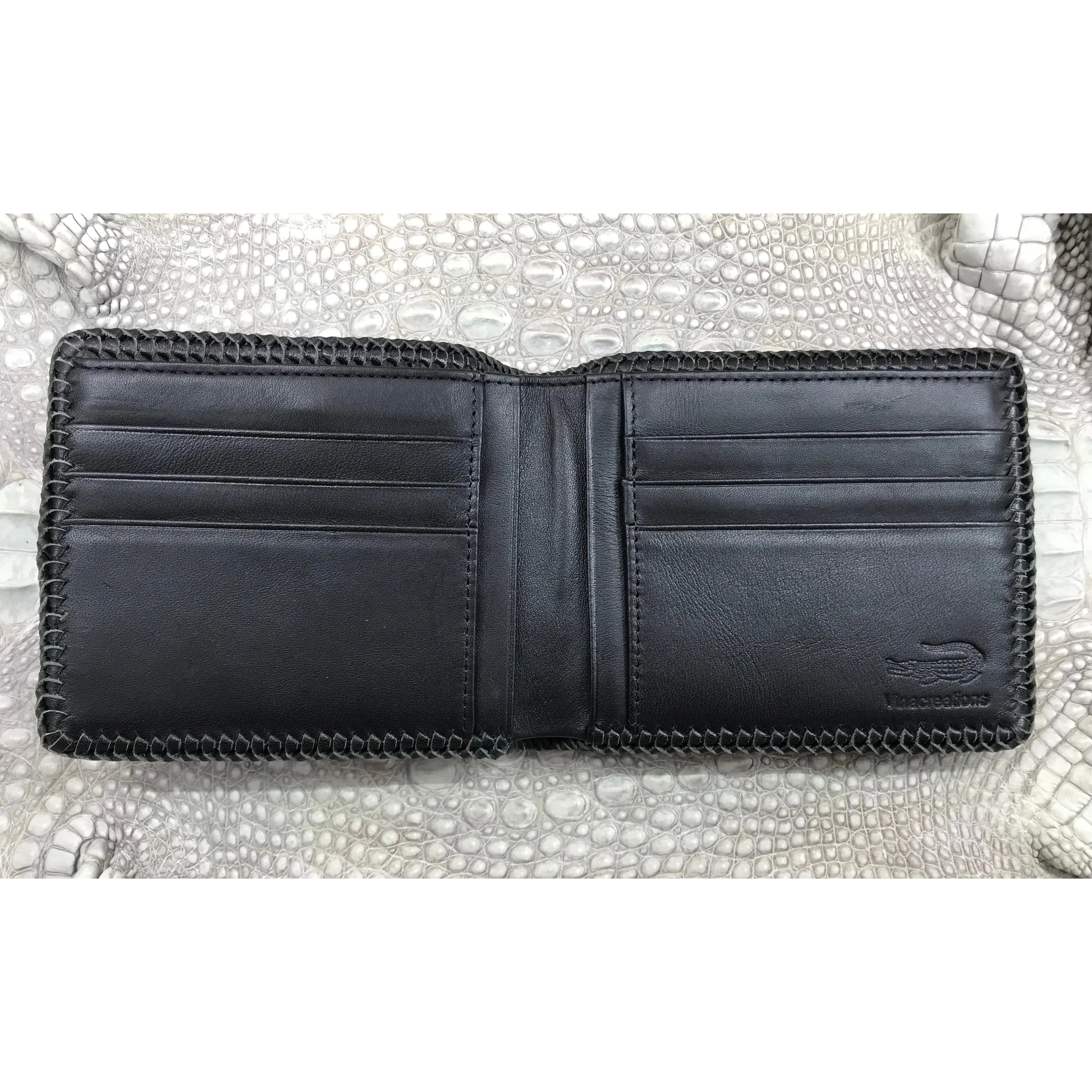 Black Alligator Skin Bifold Wallet For Men | Handmade Crocodile Leather Wallet RFID Blocking | VL5662