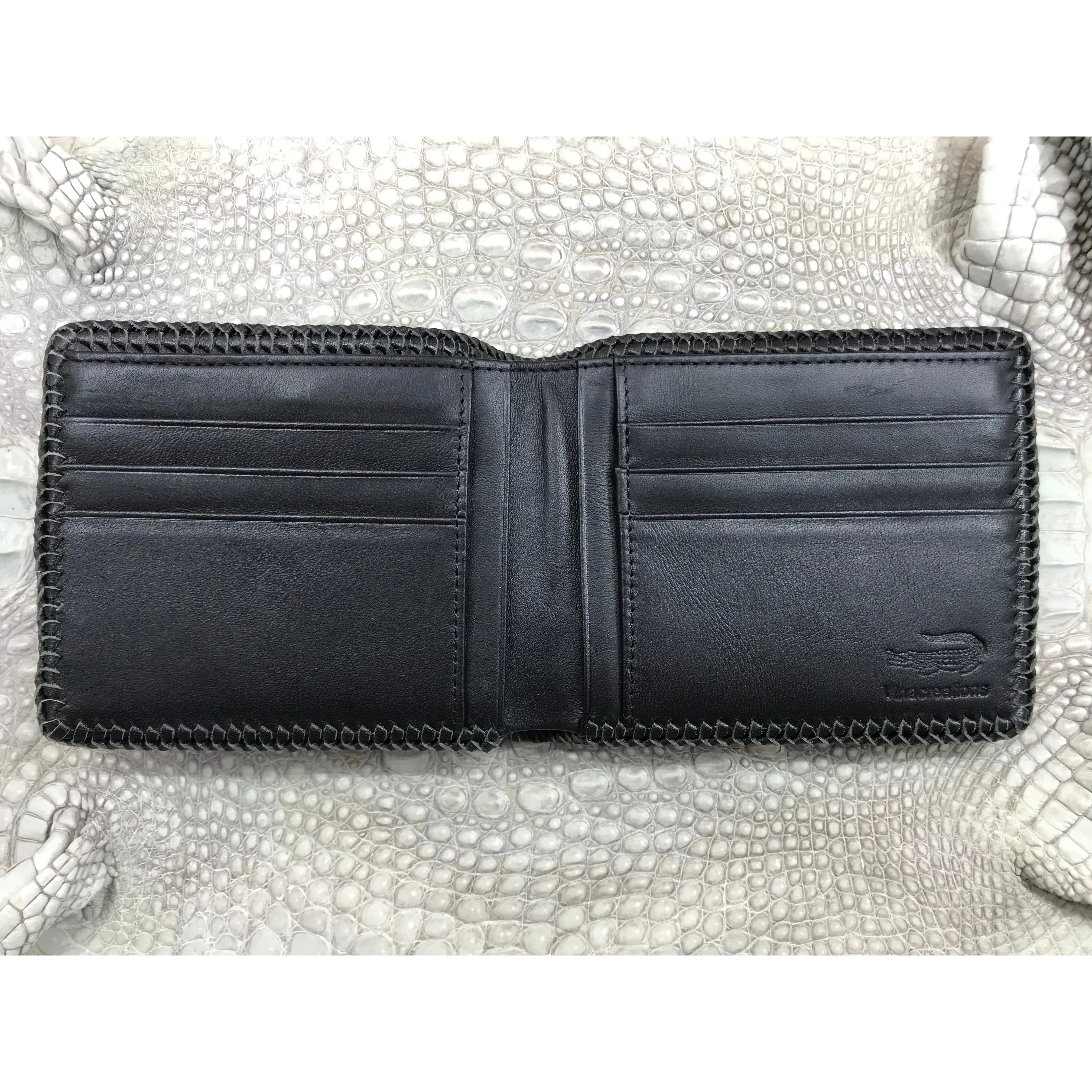 Black Alligator Skin Bifold Wallet For Men | Handmade Crocodile Leather Wallet RFID Blocking | VL5662