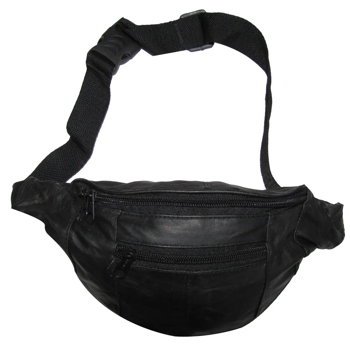 Black Leather Unisex Waist Bag with Clip Belt and Cell Phone Holder