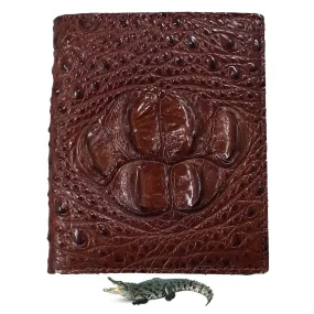 Brown Alligator Skin Bifold Vertical Wallet For Men | Handmade Crocodile Leather Wallet RFID Blocking | VL5614