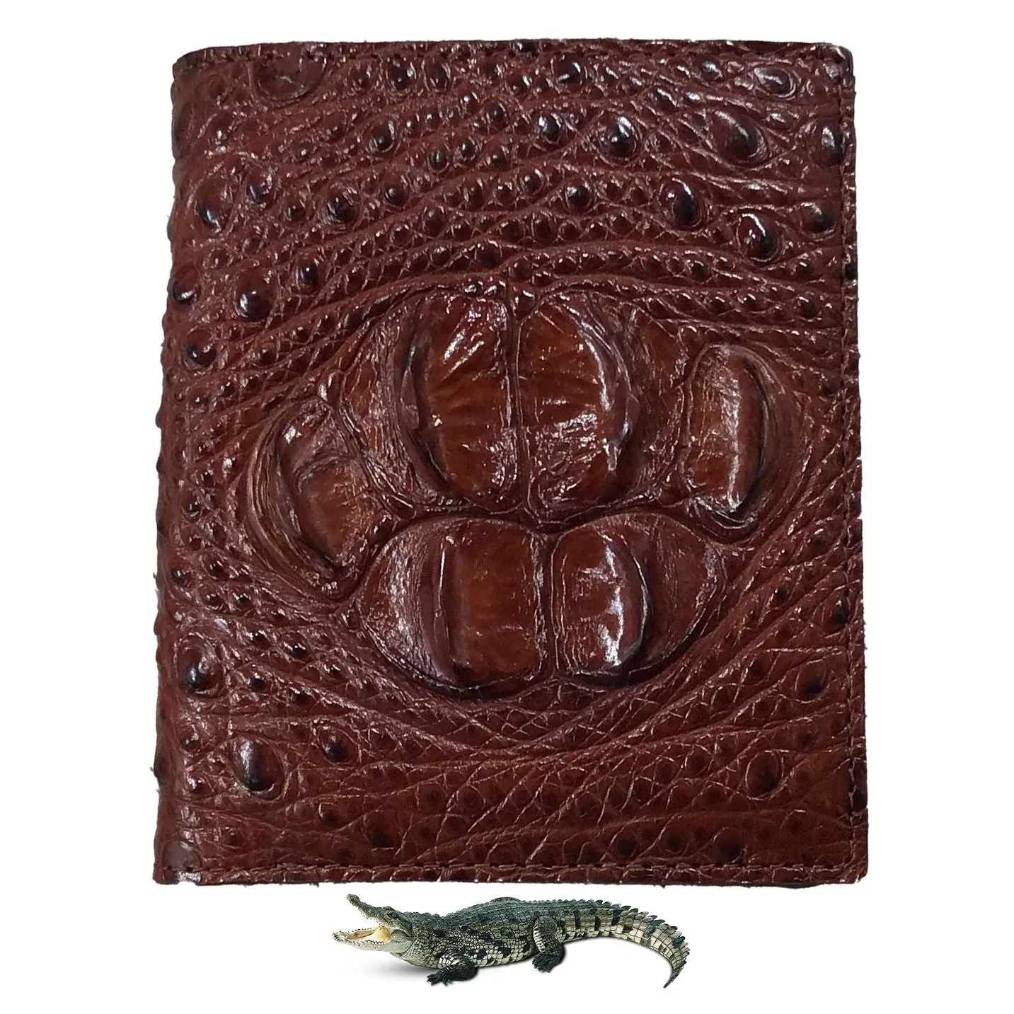 Brown Alligator Skin Bifold Vertical Wallet For Men | Handmade Crocodile Leather Wallet RFID Blocking | VL5614