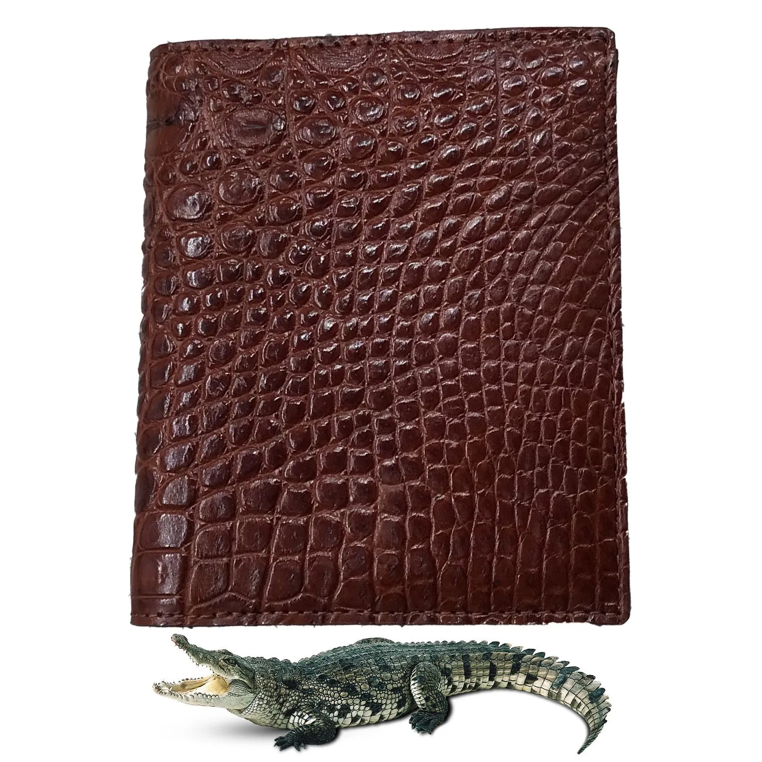 Brown Alligator Skin Bifold Vertical Wallet For Men | Handmade Crocodile Leather Wallet RFID Blocking | VL5687