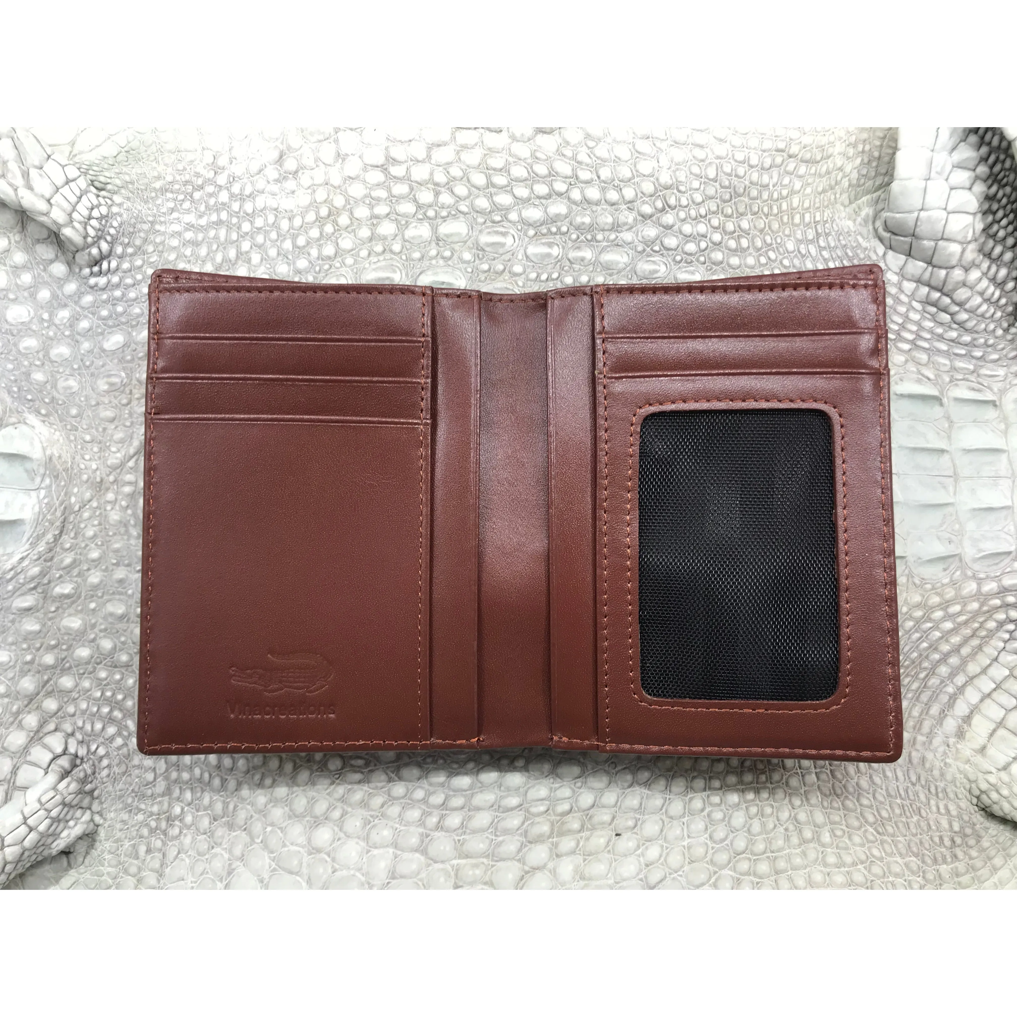 Brown Alligator Skin Bifold Vertical Wallet For Men | Handmade Crocodile Leather Wallet RFID Blocking | VL5687