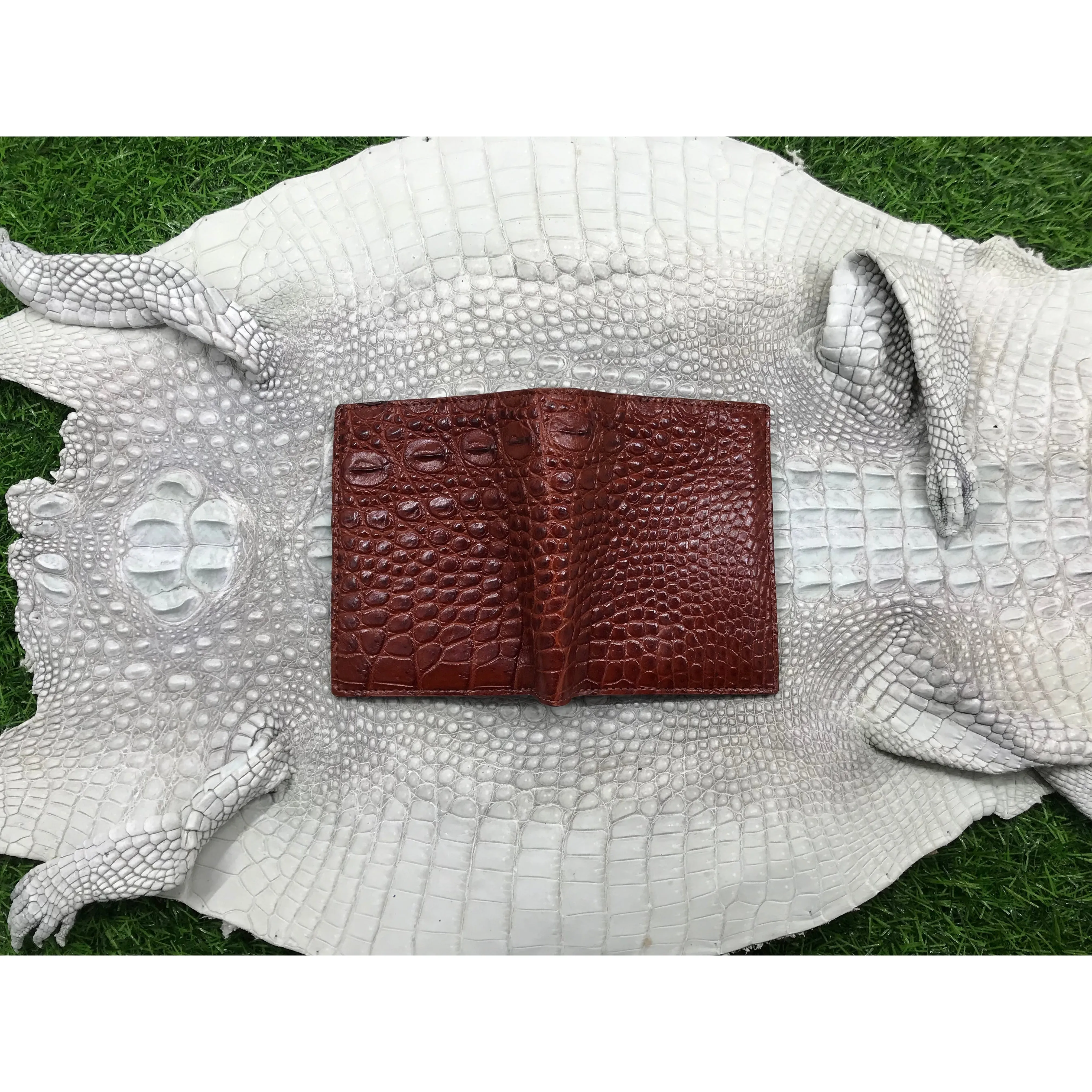 Brown Alligator Skin Bifold Vertical Wallet For Men | Handmade Crocodile Leather Wallet RFID Blocking | VL5687