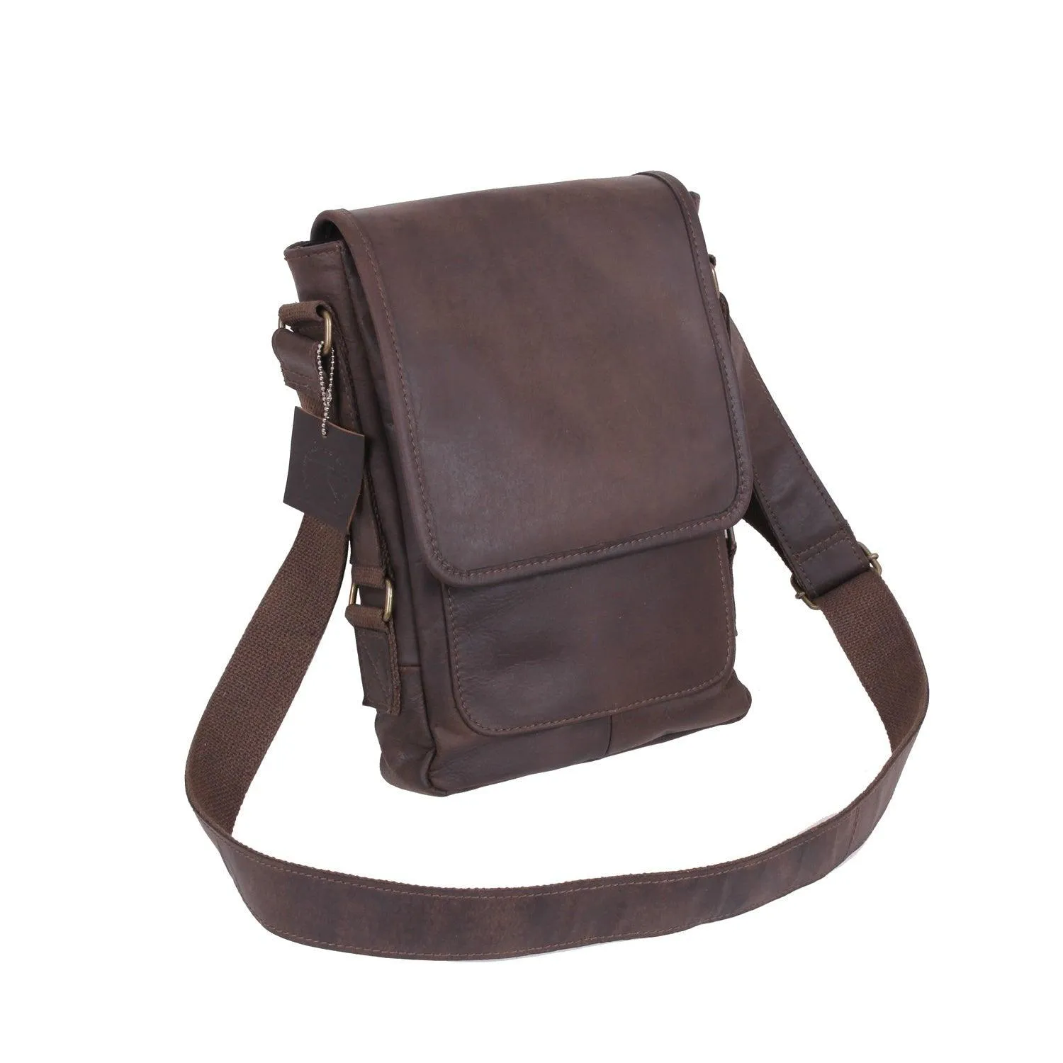 Brown Leather Military Tech Bag