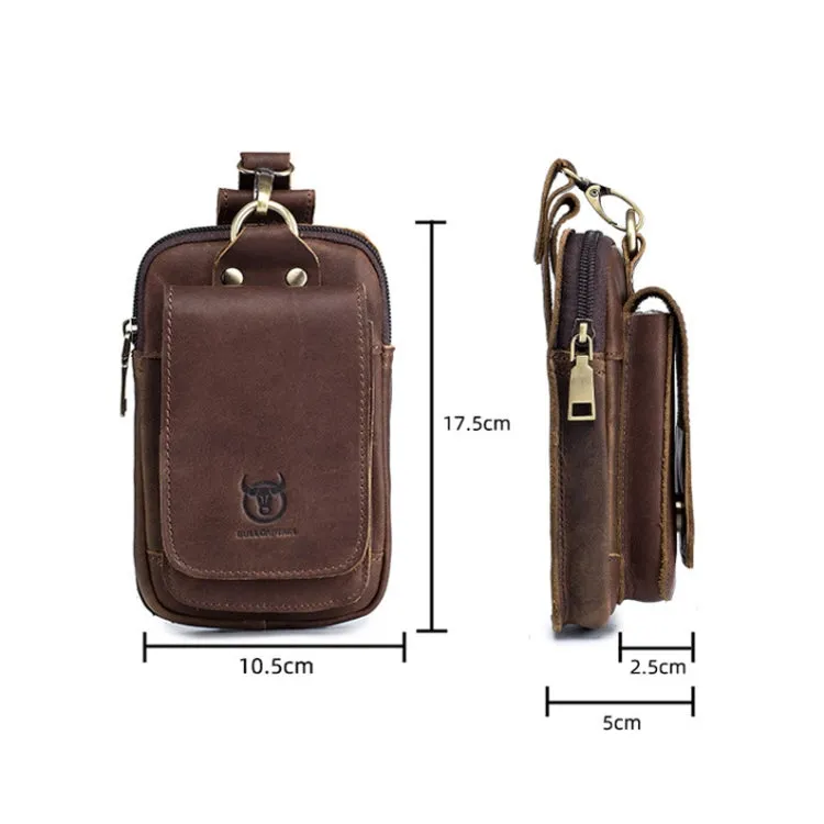 BULL CAPTAIN 028 Multi-Function Cattle Leather Waist Bag Magnetic Buckle Mobile Phone Belt Bag(Black)