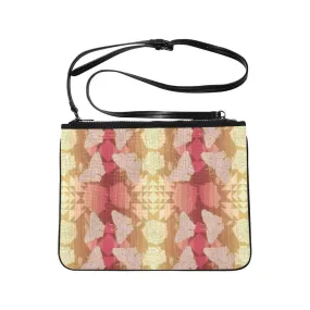 Butterfly and Roses on Geometric Slim Clutch Bag