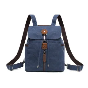 Canvas Multifunctional Bag/Backpack w/ Leather Trim - Blue