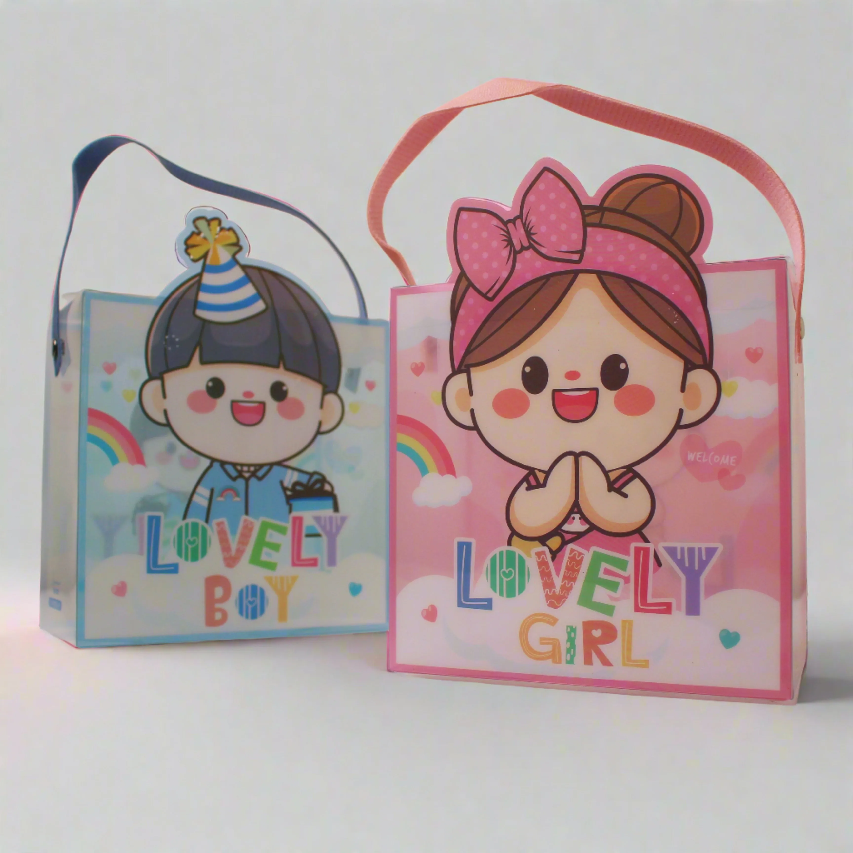 Cartoon Baby Plastic Gift Bag, Cute Baby Shower Gift Bag