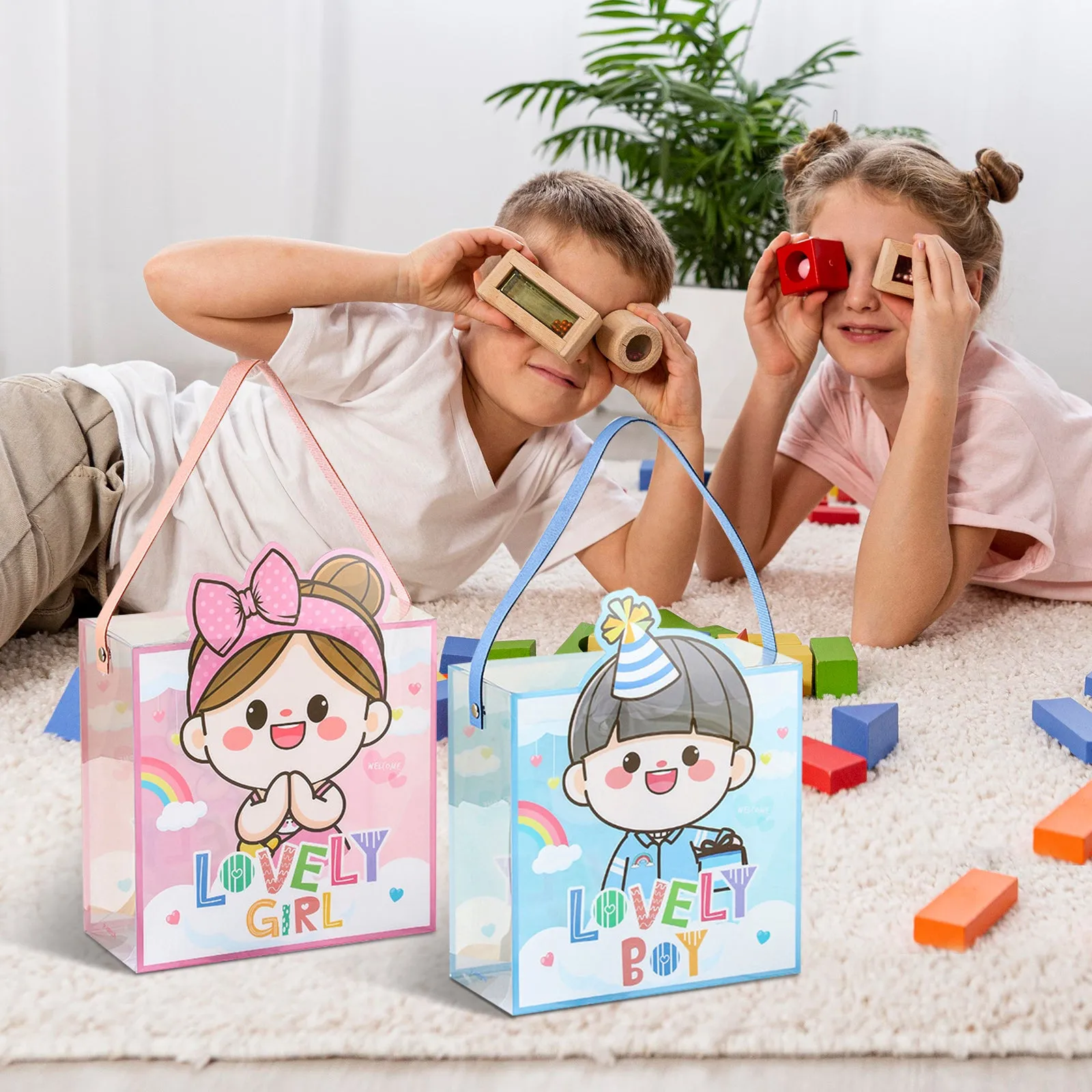 Cartoon Baby Plastic Gift Bag, Cute Baby Shower Gift Bag