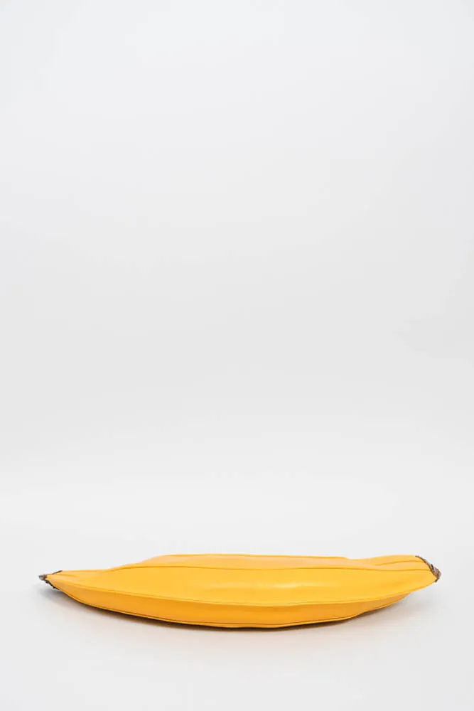 Charlotte Olympia Yellow Leather Banana Clutch with Python Skin Strap