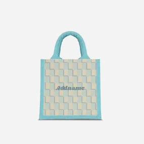 Checkered Series Half Lining Lunch Bag  - Blue Light Blue