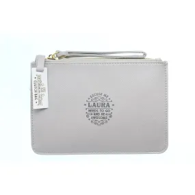 Clutch Bag With Handle & Embossed Text "Laura"