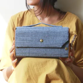 Clutch for Women | Box Clutch | Cotton & Re-Claimed Wood | Denim