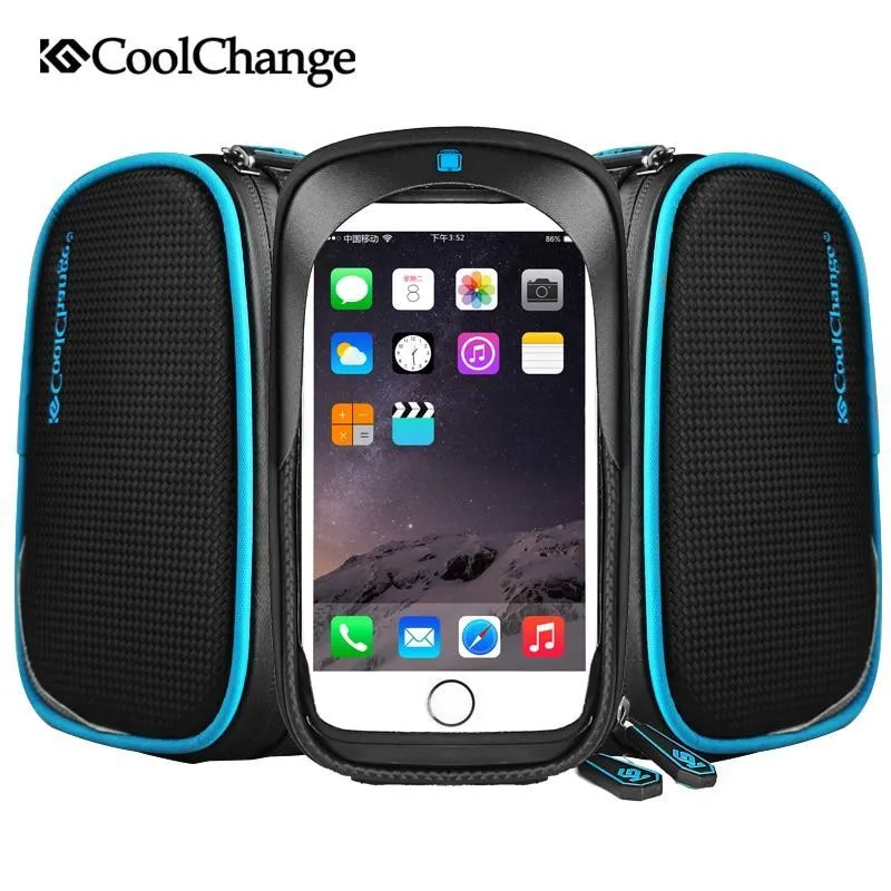 CoolChange Cycling Front Frame Tube Waterproof Bag Double IPouch