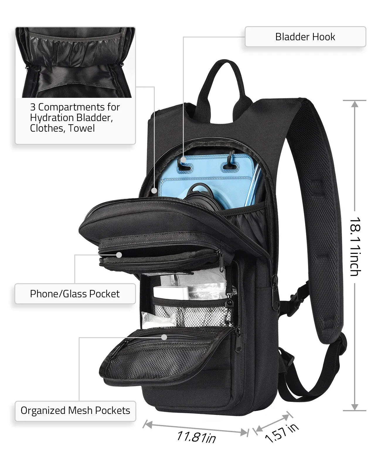 CVLIFE Hydration Backpack with 3L TPU Water Bladder