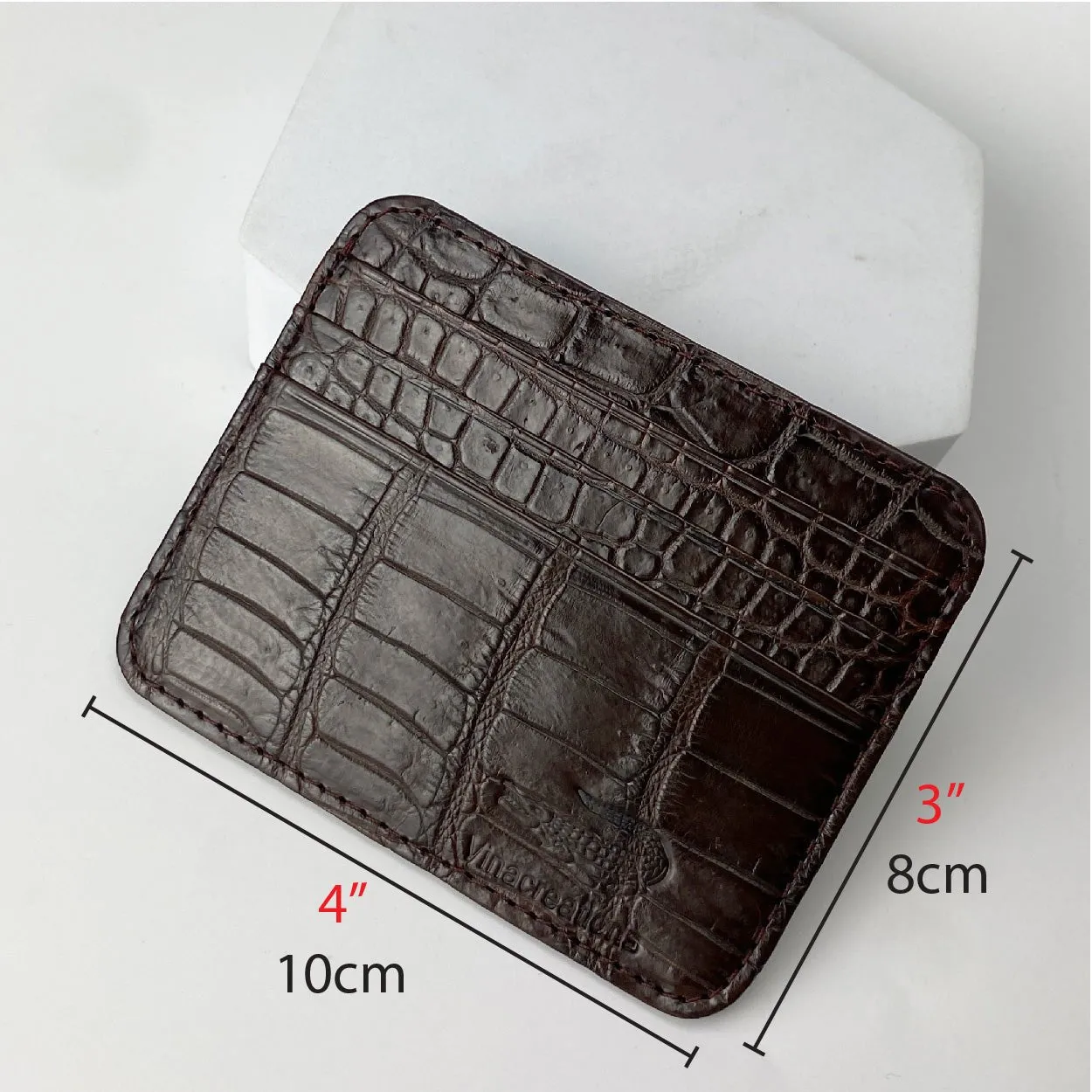 Dark Brown Alligator Leather Credit Card Holder | RFID Blocking | BROWN-CARD-12